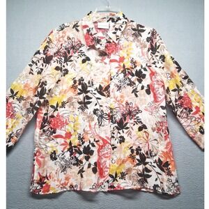 Alfred Dunner Women's Shear Button Up Top Size 12 Floral